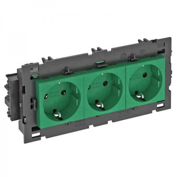  Розетка 3-м 0град. Modul45connect с заземл. 250В 16А зел. OBO 6120456 