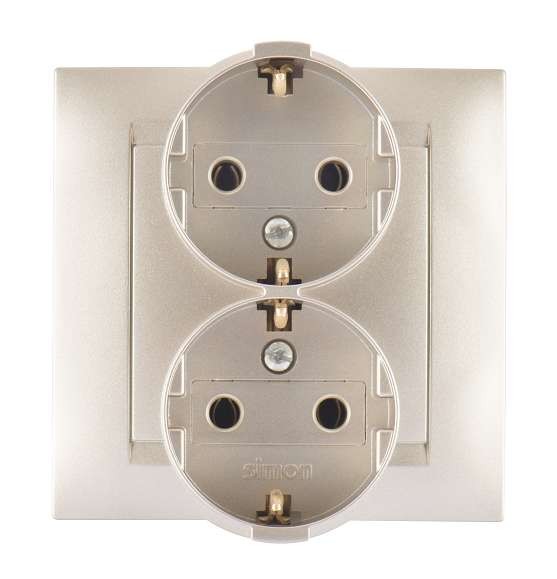  Розетка 2-м СП Simon15 с заземл. шампань Simon 1590459-034 