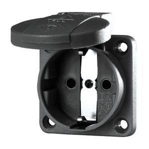  Розетка Schuko 16А 2P+E безвинт. клеммы IP54 черн. Mennekes 11012 