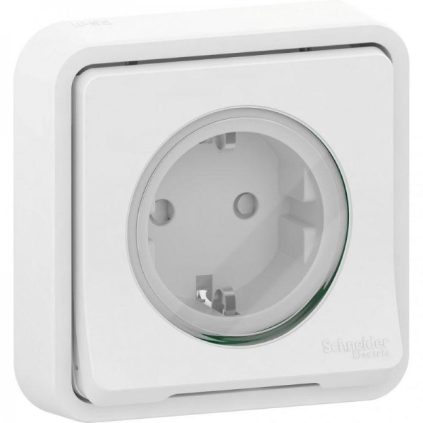  Розетка СП Mureva Styl защ. шторки с заземл. бел. IP55 SchE MUR39132 