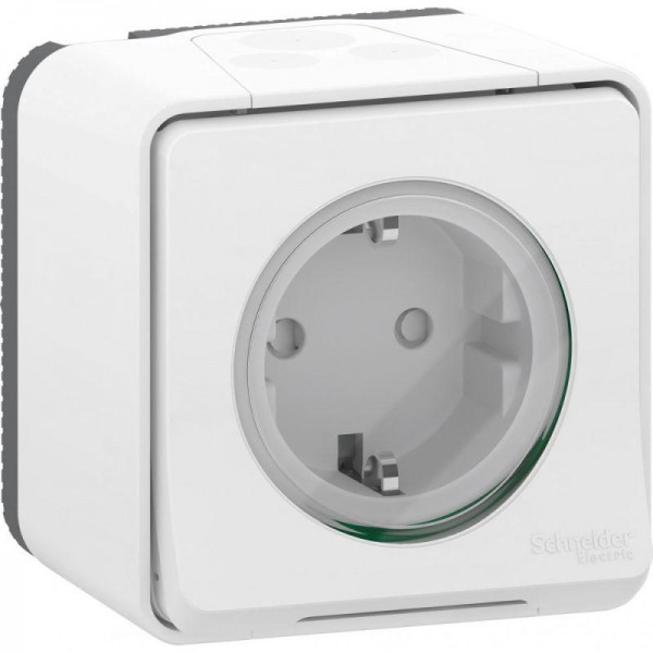  Розетка ОП Mureva защ. шторки с заземл. винтовые клеммы бел. IP55 SchE MUR39206 