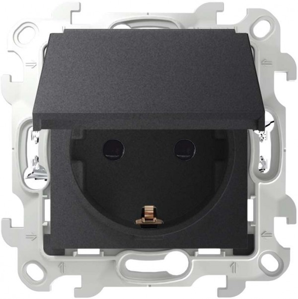  Механизм розетки 2К+З IP44 Push&Go Simon24 графит 2420448-038 