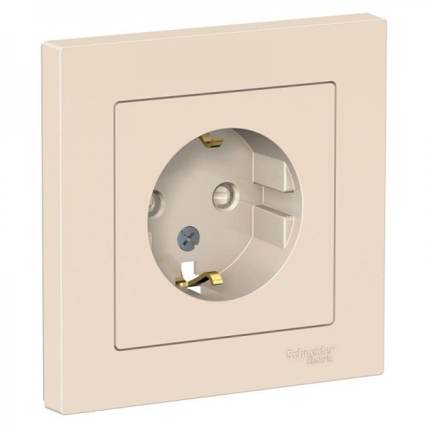  Розетка AtlasDesign 16А с заземл. защ. шторки в сборе беж. SchE ATN000244 