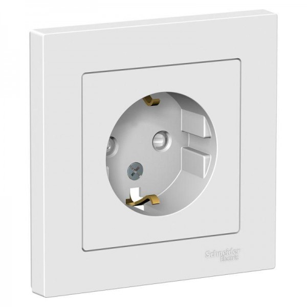  Розетка AtlasDesign 16А с заземл. защ. шторки в сборе бел. SchE ATN000144 