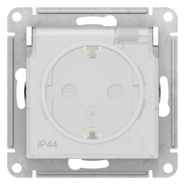  Механизм розетки 1-м СП AtlasDesign Aqua 16А IP44 с заземл. защ. шторки с защ. крышкой бел. SchE ATN440146 