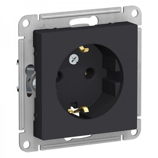  Механизм розетки 1-м СП AtlasDesign 16А с заземл. карбон SchE ATN001043 