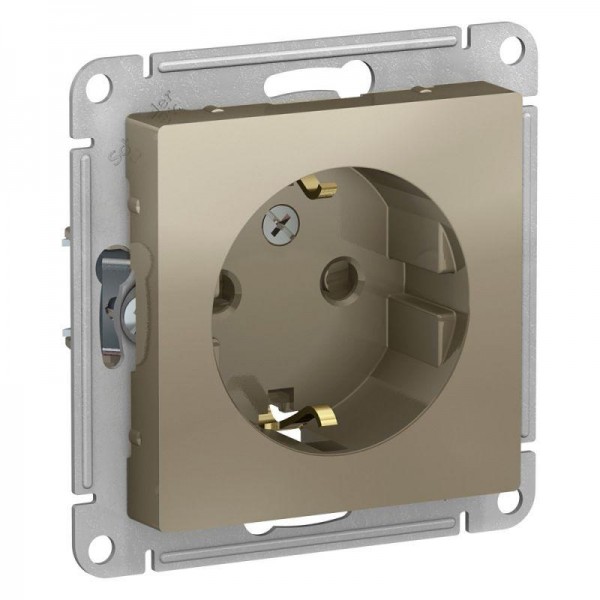  Механизм розетки 1-м СП AtlasDesign 16А с заземл. защ. шторки шампань SchE ATN000545 