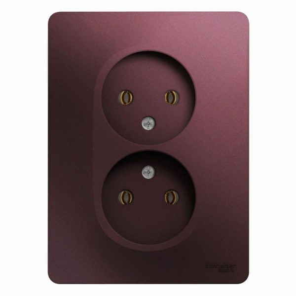  Розетка 2-м СП Glossa 16А IP20 без заземл. в сборе баклажан. SchE GSL001120 