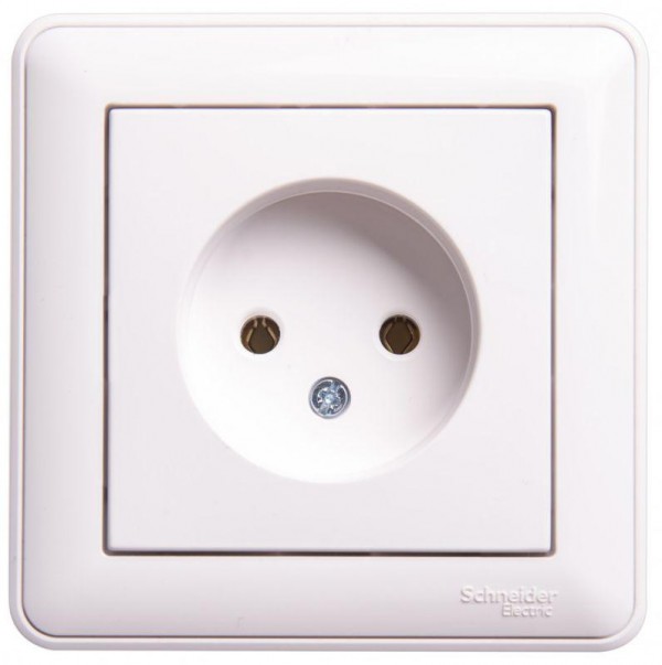  Розетка 1-м СП W59 16А IP20 без заземл. без защ. шторок в сборе бел. SchE RS16-153-18 