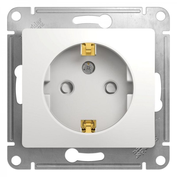  Механизм розетки 1-м СП Glossa 16А защ. шторки с заземл. бел. SchE GSL000145 
