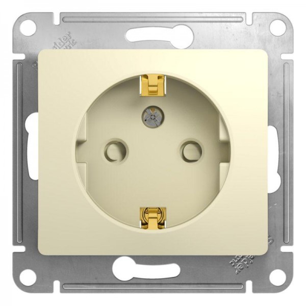  Механизм розетки 1-м СП Glossa 16А защ. шторки с заземл. беж. SchE GSL000245 