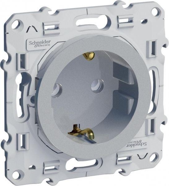  Механизм розетки 1-м СП Odace защ. шторки с заземл. алюм. SchE S53R037 