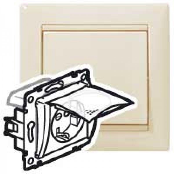  Механизм розетки 1-м СП Valena 2К+З IP44 с заземл. сл. кость (DIY-упак.) Leg 695640 