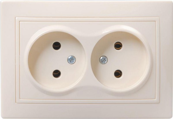  Розетка 2-м СП Кварта 10А IP20 без заземл. крем. ИЭК ERK23-K33-10-DM 