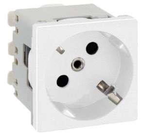  Механизм розетки 1-м СП Simon Connect K45 2мод. с заземл. бел. Simon K01-9 