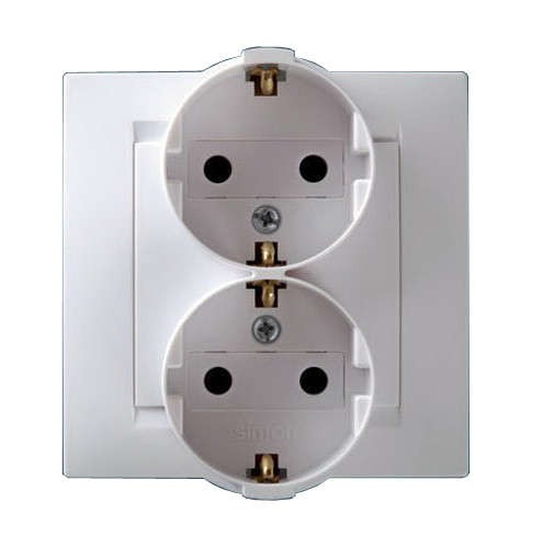  Розетка 2-м СП Simon15 с заземл. бел. Simon 1590459-030 