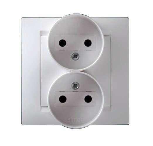  Розетка 2-м СП Simon15 16А IP20 без заземл. бел. Simon 1590457-030 
