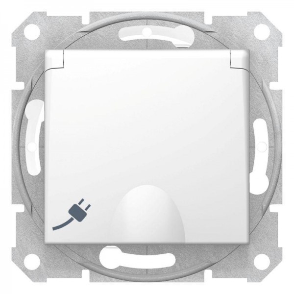  Механизм розетки 1-м СП Sedna IP44 с защ. крышкой защ. шторки с заземл. бел. SchE SDN3100321 