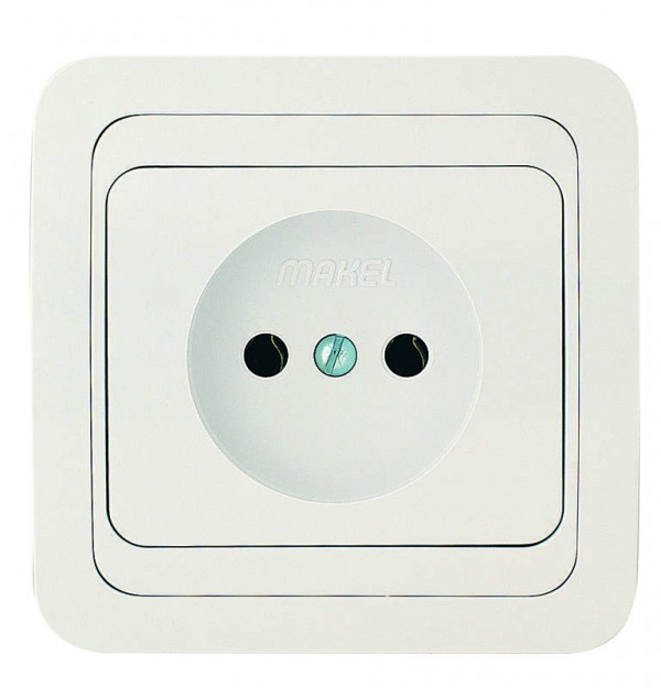  Розетка 1-м СП Mimoza 16А IP20 без заземл. керам. бел./бел. Makel 12002 