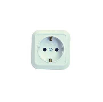  Розетка 1-м ОП 16А IP20 квадратная с заземл. крем Makel 45208 