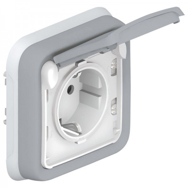  Розетка 1-м СП Plexo с защ. крышкой с заземл. с супр. IP55 сер. Leg 069833 
