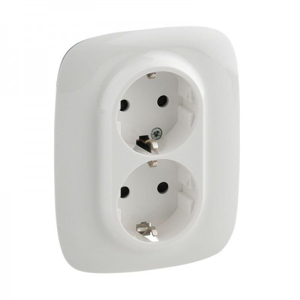 Розетка 2-м СП Valena Allure 16А IP20 250В 2х2К+З с лиц. панелью защ. шторки безвинт. зажимы бел. Leg 753726 