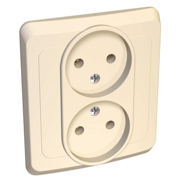  Розетка 2-м СП Этюд 16А IP20 без заземл. крем. SchE PC16-005K 