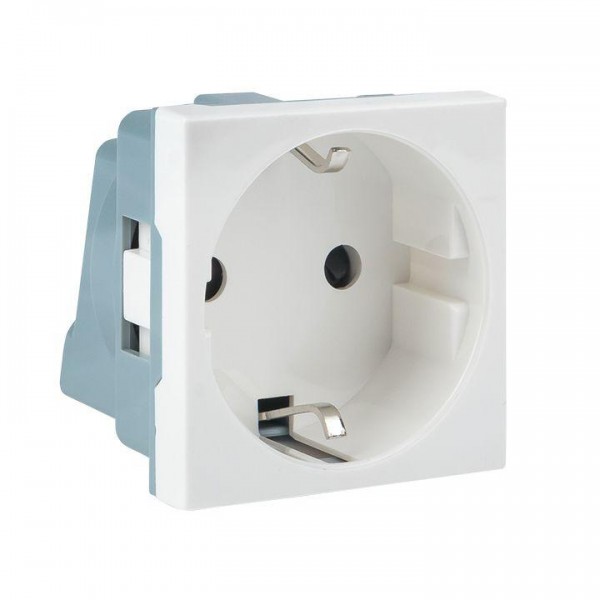  Розетка 1-м C-Line 2мод. 45х45 РКС-20-30-П с заземл. бел. EKF E2MR16-028-10 