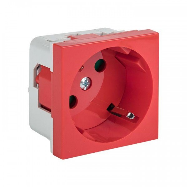  Розетка 45х45 PRO 45град. с заземл. красн. EKF E6MR16-028-70-45 