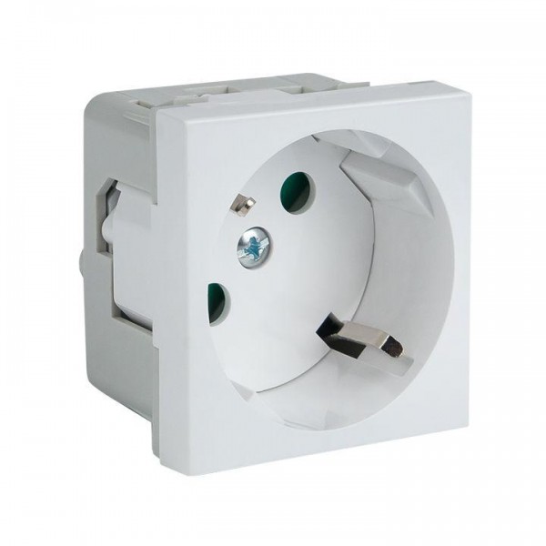  Розетка 45х45 PRO 45град. с заземл. белая EKF E6MR16-028-10-45 