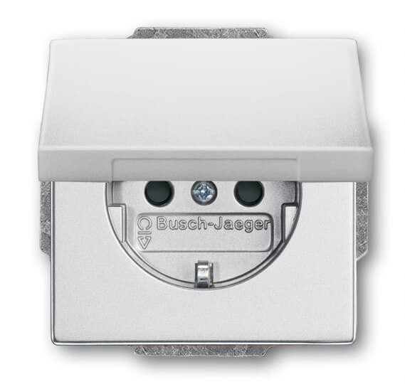  Розетка SCHUKO 16А 250В с защ. шторками с крышкой future серебр. алюм. ABB 2CKA002018A1519 