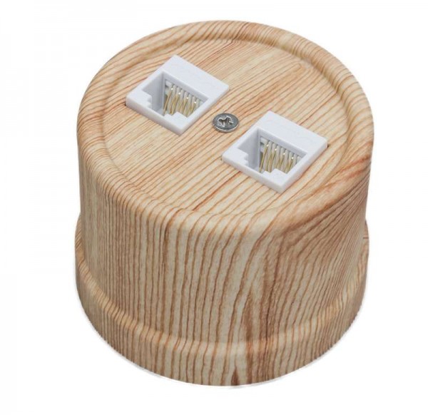  Розетка 2-м комп. RJ45 CAT.5е ОП ЛИЗЕТТА ABS-пластик карельская сосна BIRONI B1-302-13 