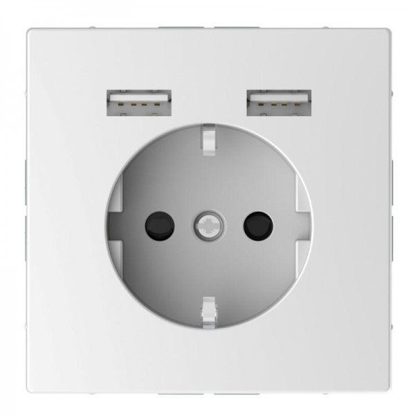  Розетка MERTEN SDL Schuko с 2 USB c зарядным устройством 2.4А бел. лотос SchE MTN2366-6035 
