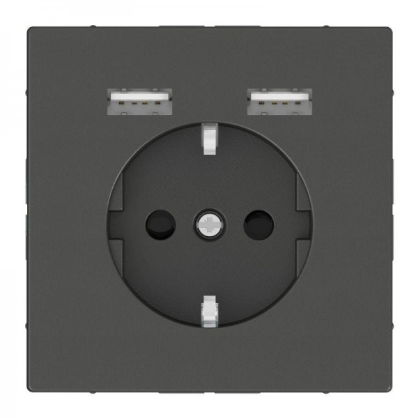  Розетка MERTEN SDL Schuko с 2 USB c зарядным устройством 2.4А антрацит SchE MTN2366-6034 