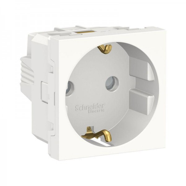  Розетка 2-мод. UNICA MODULAR защ. шторок с заземл. винт. зажим 16А 250В бел. SchE NU303718 