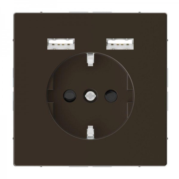  Розетка MERTEN SDL Schuko с 2 USB c зарядным устройством 2.4А мокко SchE MTN2366-6052 