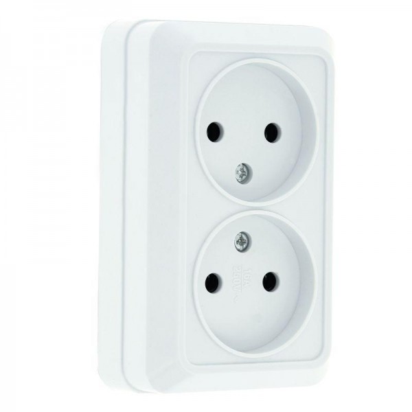  Розетка 2-м Рим 10А без заземл. керам. бел. PROxima EKF ENR10-102-10C 