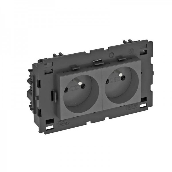  Розетка 2-м 0град. Modul45connect франц. стандарт 250В 16А черн. OBO 6120630 