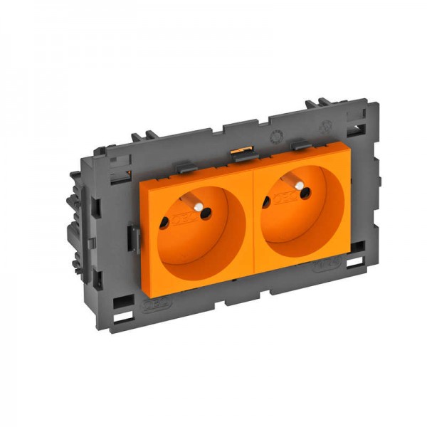  Розетка 2-м 0град. Modul45connect франц. стандарт 250В 16А оранж. OBO 6120624 