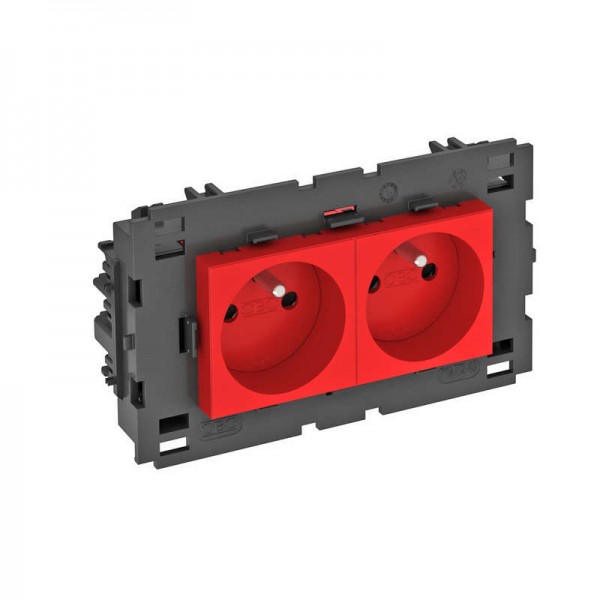  Розетка 2-м 0град. Modul45connect франц. стандарт 250В 16А красн. OBO 6120628 