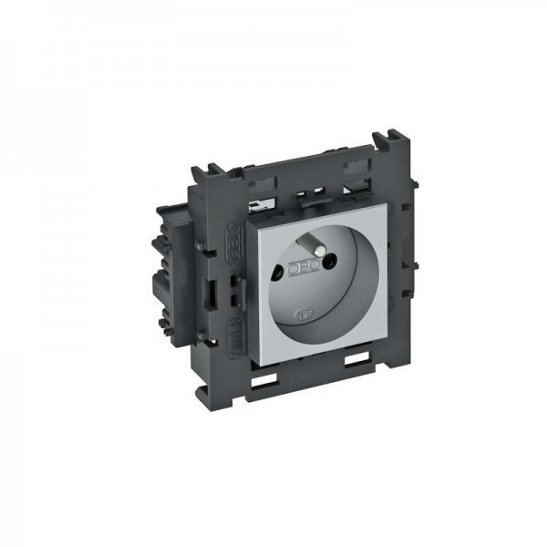  Розетка 1-м 0град. Modul45connect франц. стандарт 250В 16А серебр. OBO 6120612 