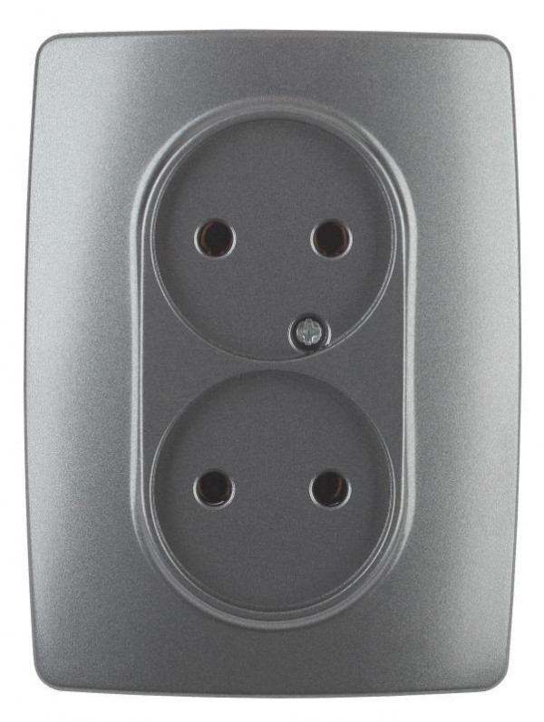  Розетка 12-2107-12 2х2P 16АХ-250В графит ЭРА Б0031244 
