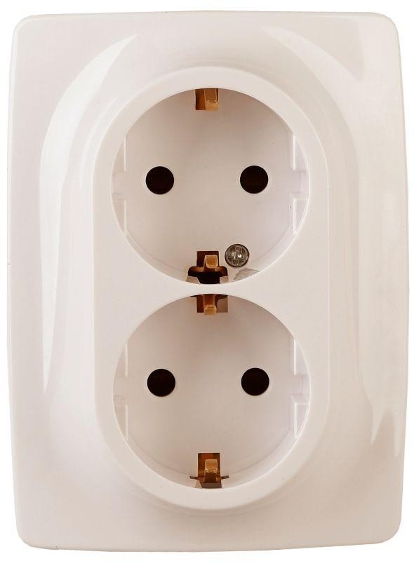  Розетка 12-2116-02 2х2P+E Schuko 16АХ-250В винт сл. кость ЭРА Б0029239 