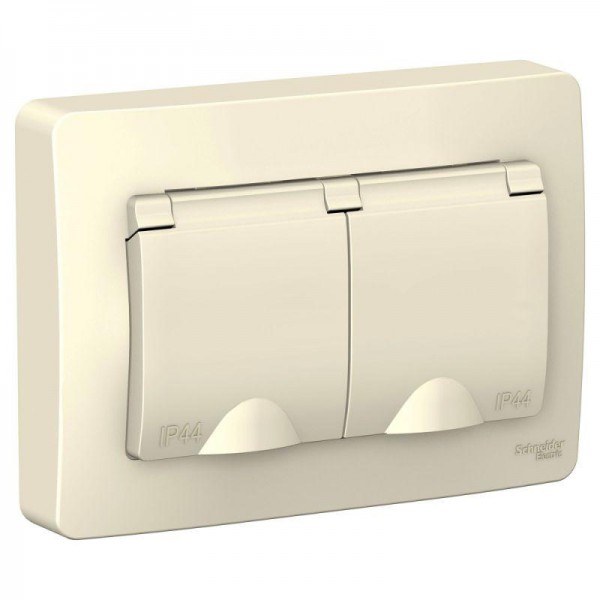  Розетка 2-м СП BLANCA 16А IP44 250В с защ. крышкой защ. шторки с заземл. молоч. SchE BLNRS441122 