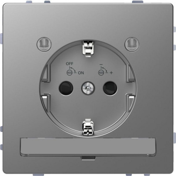  Розетка Merten D-Life 16А с LED мод. с заземл. SD нерж. сталь SchE MTN2304-6036 