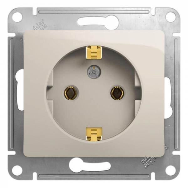  Механизм розетки 1-м Glossa 16А 250В с заземл. молоч. SchE GSL000943 