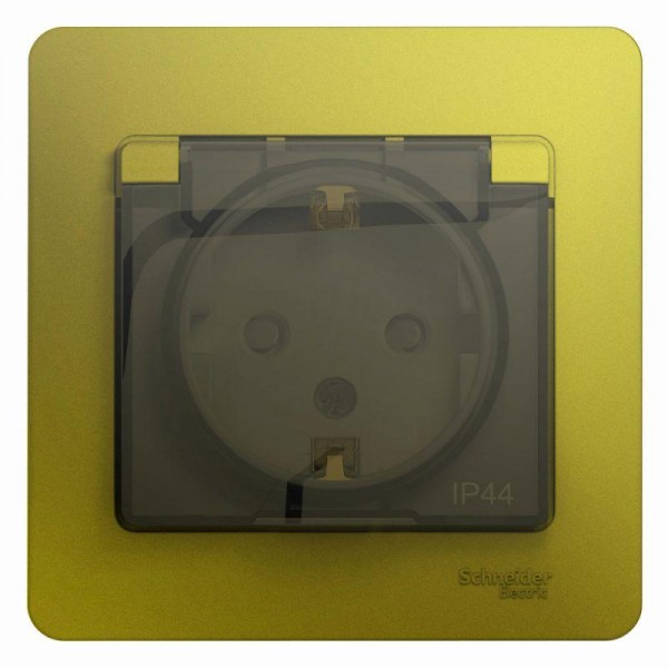  Розетка 1-м СП Glossa 16А IP44 250В с защ. крышкой защ. шторки с заземл. в сборе фисташк. SchE GSL001048 