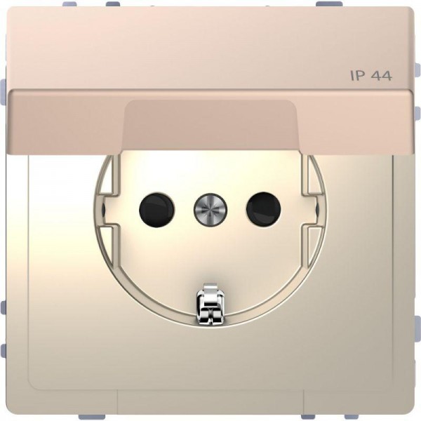  Розетка Merten D-Life 16А с защ. крышкой с заземл. IP44 SD шампань SchE MTN2314-6051 