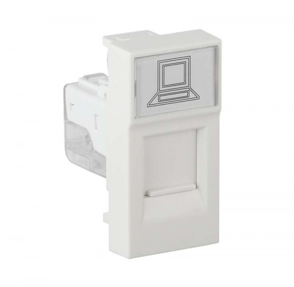  Розетка комп. мод. RJ45 45х22.5мм бел. Рувинил АДЛ 13-902 