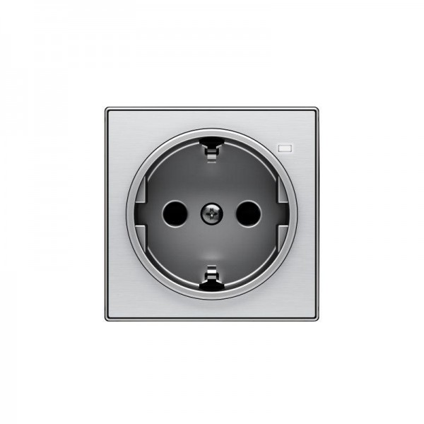  Накладка для розетки SCHUKO с линзой для контрольной подсветки SKY нерж. сталь ABB 2CLA858880A1401 